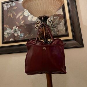Burgundy Pleather Tote Bag
